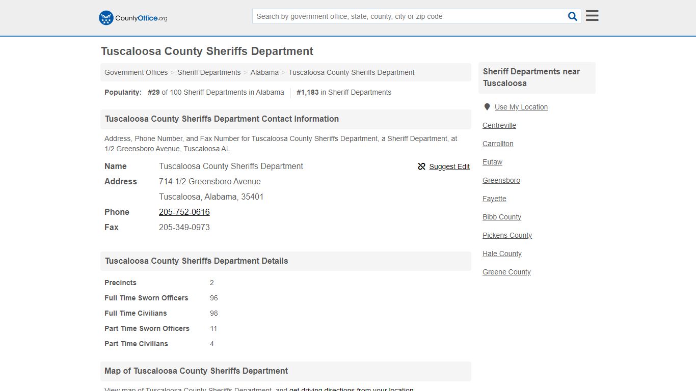 Tuscaloosa County Sheriffs Department - Tuscaloosa, AL ... - County Office
